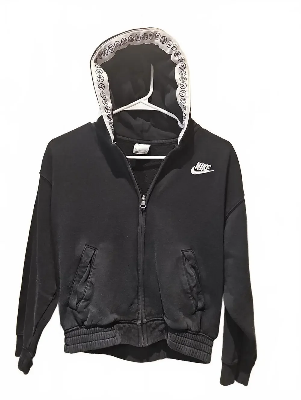 Nike Full Zip Hoodie Boys Youth Large BALL FOR ALL Black